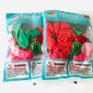 Assorted Latex Balloons - Red, Green, Pink Summer Party Fruit Decor Strawberry